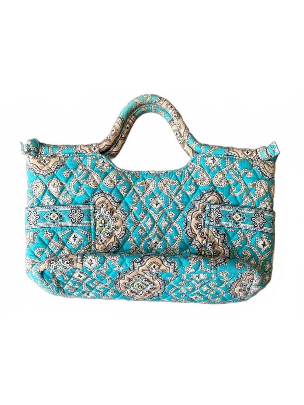 Vera Bradley Gabby Satchel Totally Turquoise Gracious Purse Cottage Coquette - Picture 2 of 8